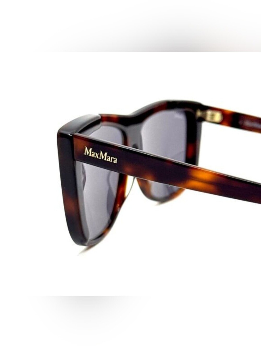 MaxMara MM0066 Lee1 Tortoise Square Sunglasses Gold Mirror Lens w/ Case - Picture 6 of 14